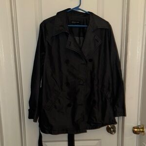 Jones New York Black Double-Breasted Trench Coat
